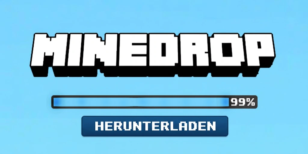 Mine Drop Ladebildschirm mit 99-Prozent-Fortschritt